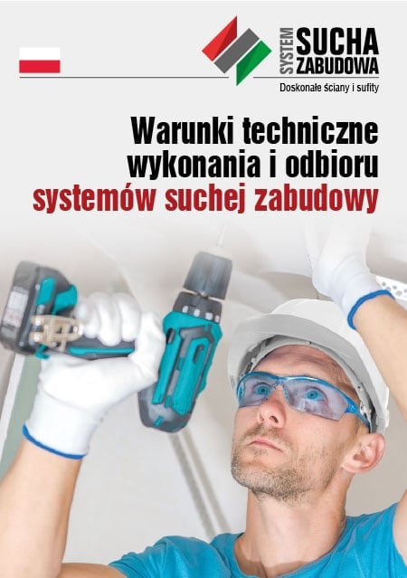 Okładka książki wydanej przez Polskie Stowarzyszenie Gipsu  pt. Warunki techniczne wykonania i odbioru systemów suchej zabudowy