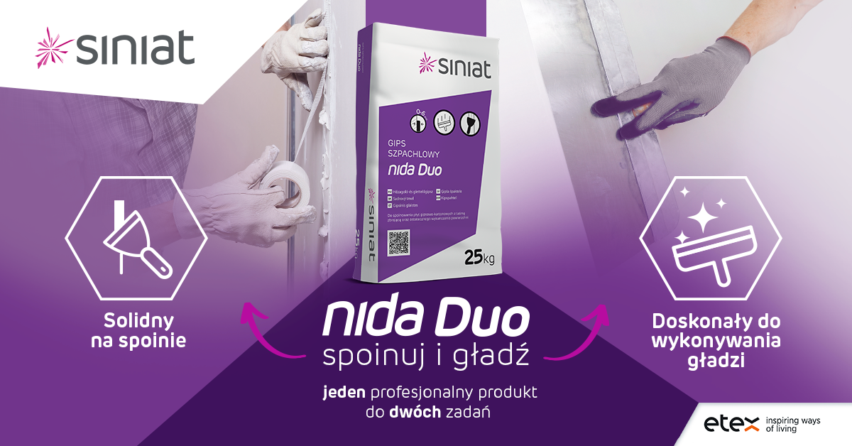Reklama prezentująca gips szpachlowy Nida Duo